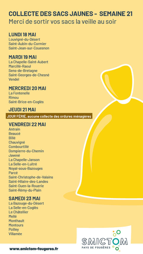 planning collecte sacs jaunes S21